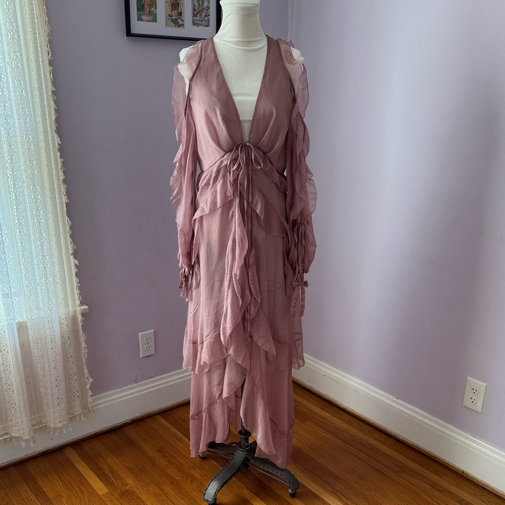 Dolls Kill Mauve Ruffled Maxi Duster